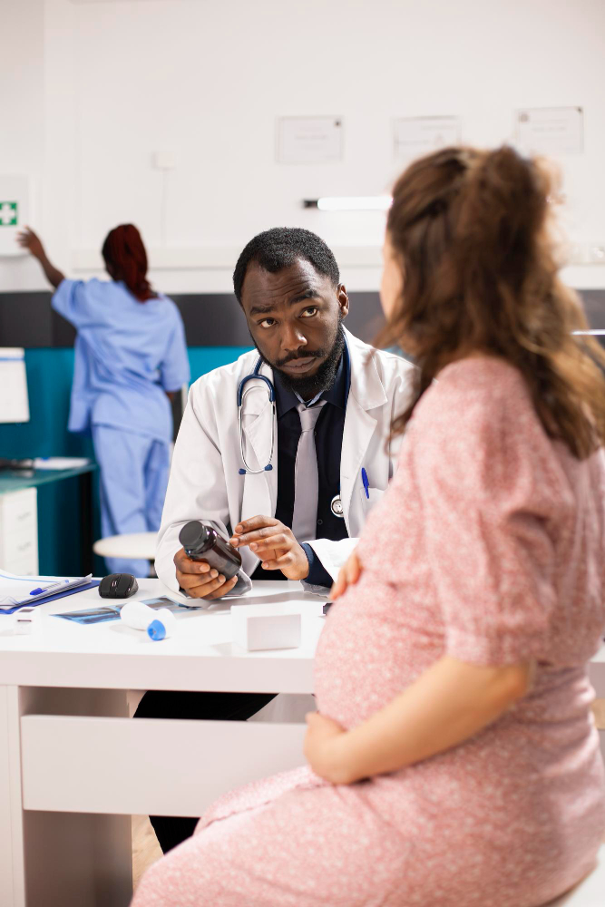 Healthcare professional reviewing documents